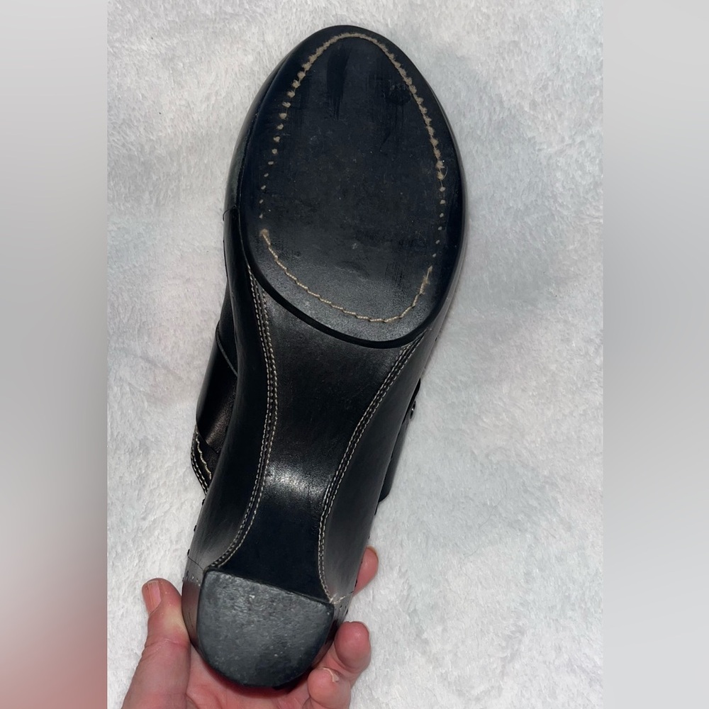 FRYE Charlotte Ring Mule Black Leather Clogs sz 8.5 - Picture 9 of 12